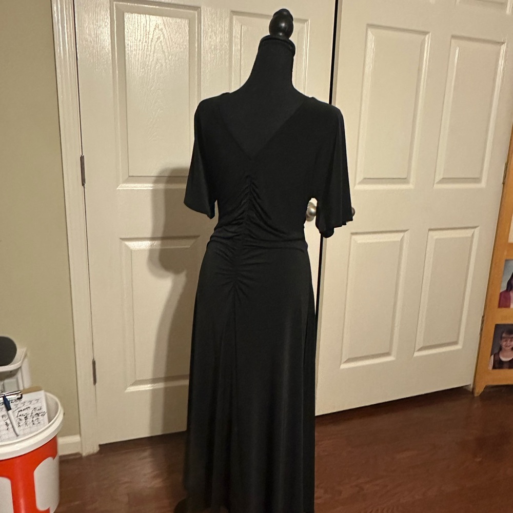 White House Black Market Black Maxi Dress with V-Neck - Picture 3 of 3